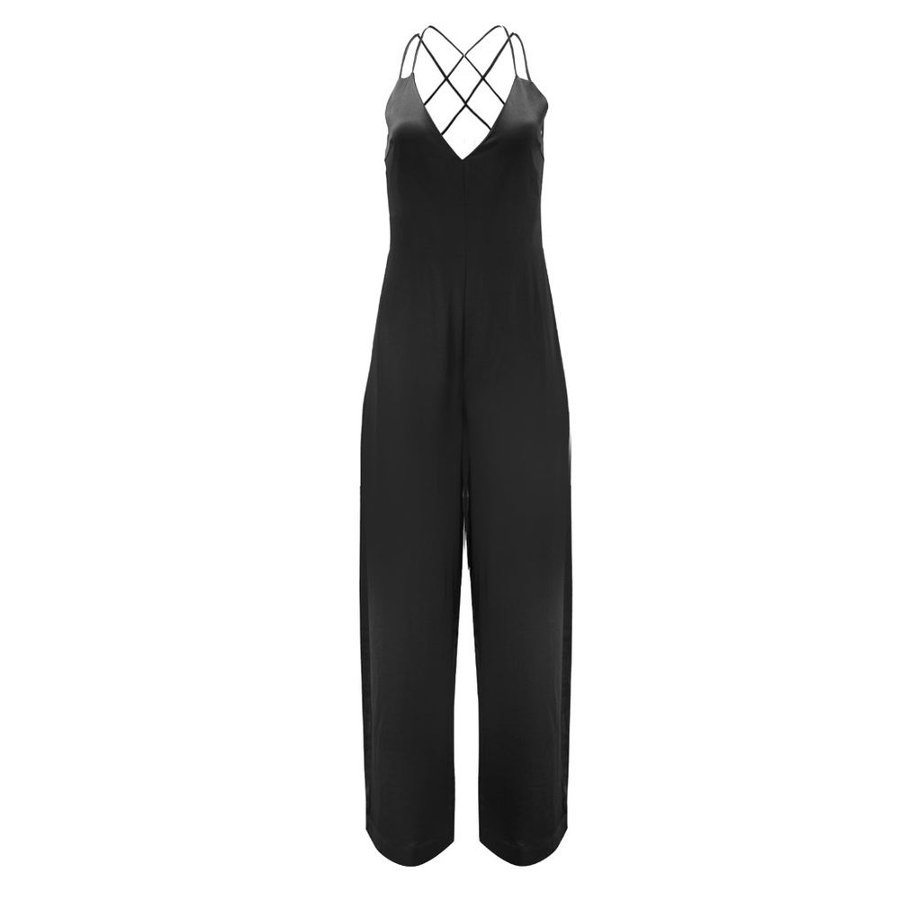 Black Satin Jumpsuit - Picture 2 of 4